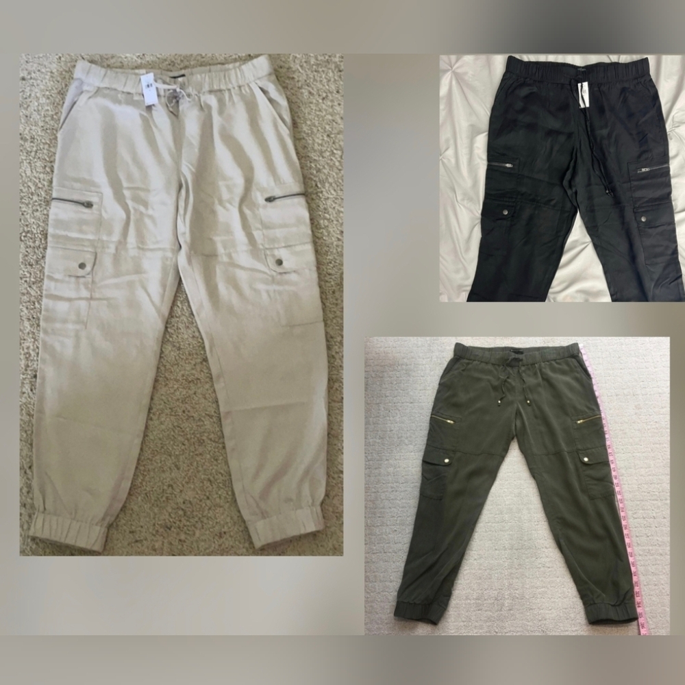 3 Pairs of Banana Republic Joggers/Cargo Pants: Black, Olive, Khaki, Sz. M
